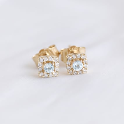 Akvamarínové náušnice s diamanty Sukie