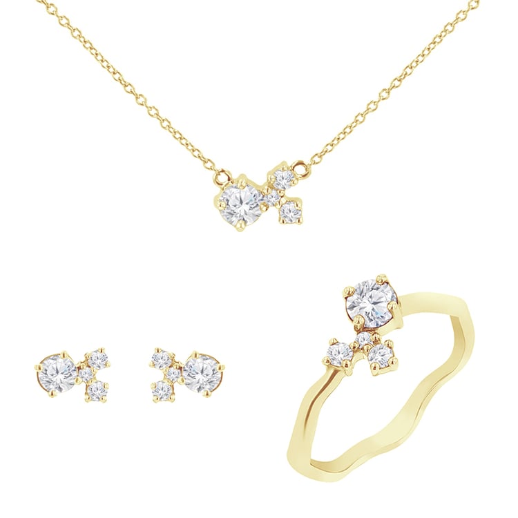 Cluster kolekce šperků s moissanity a lab-grown diamanty Halli