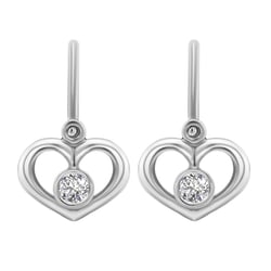 Zlaté dětské náušnice srdíčka s lab-grown diamanty Ariel