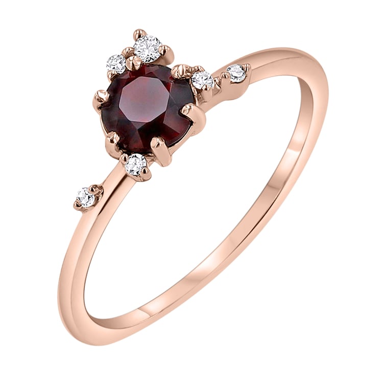 Cluster zásnubní prsten s českým granátem a diamanty Rosa 145657