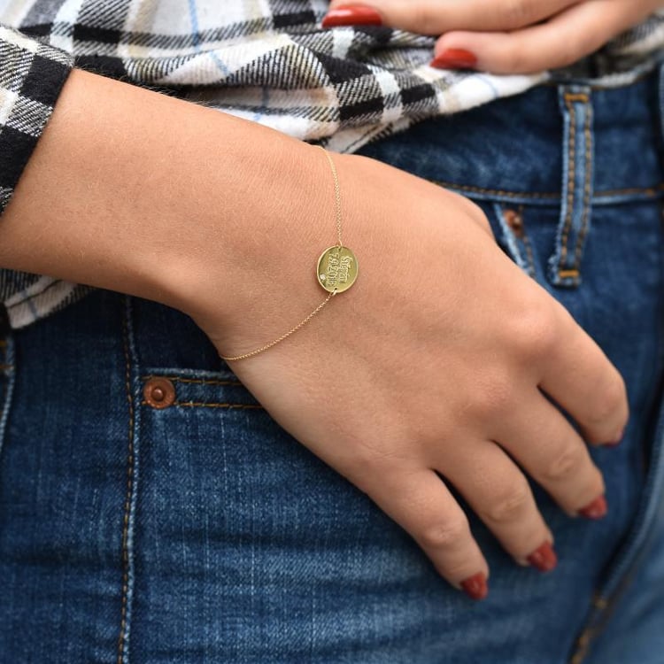 Zlatý náramek s bílým diamantem 33207