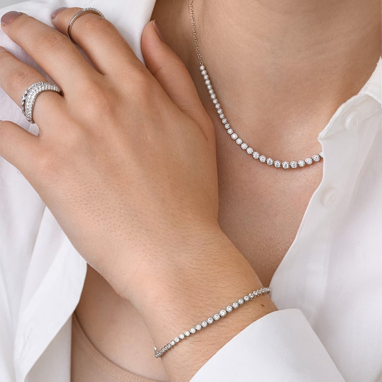 Luxusní stříbrný náhrdelník s lab-grown diamanty Sofi 160741