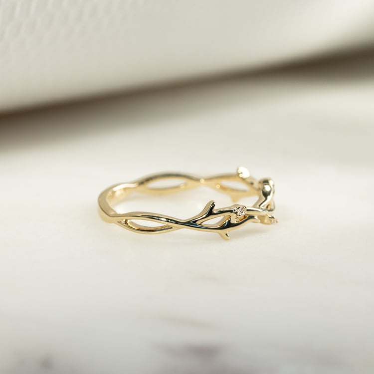 Něžný zlatý prsten ve tvaru větviček Hamana 134063