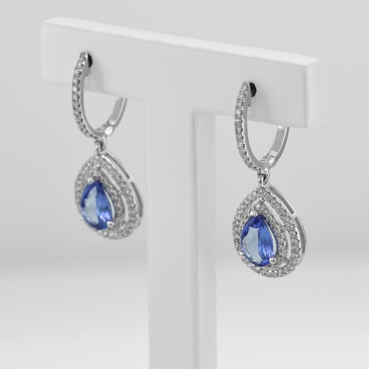 Zlaté tanzanitové náušnice 9792