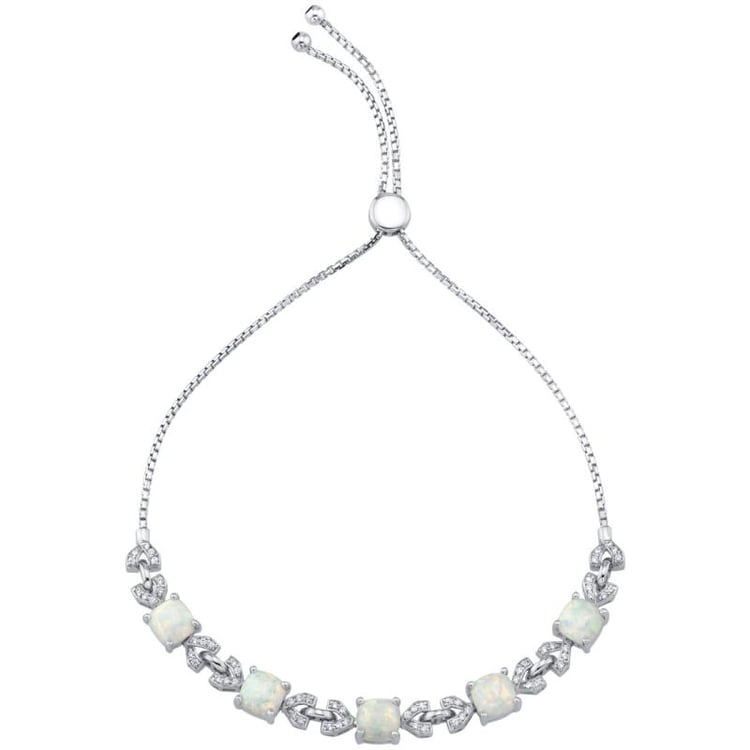 Stříbrný náramek s cushion opály