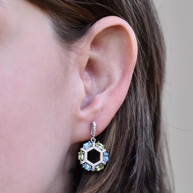 Stříbrné náušnice s topazy a olivíny 27128