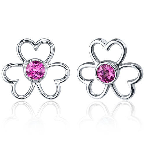 Růžové safírové náušnice květy