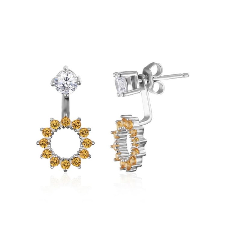 Stříbrné náušnice 2v1 se safíry 20566