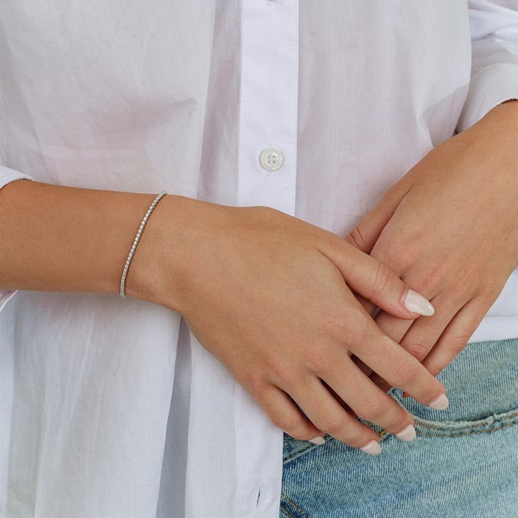 Zlatý tenisový náramek s lab-grown diamanty Ema 162556