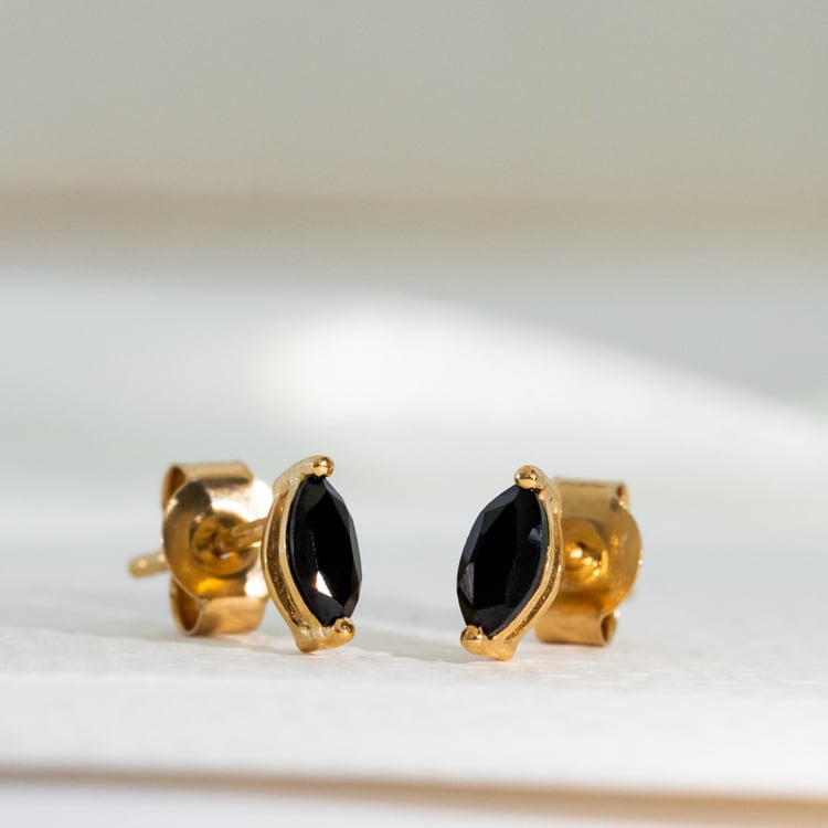 Minimalistické stříbrné náušnice s černými spinely Andine 118772