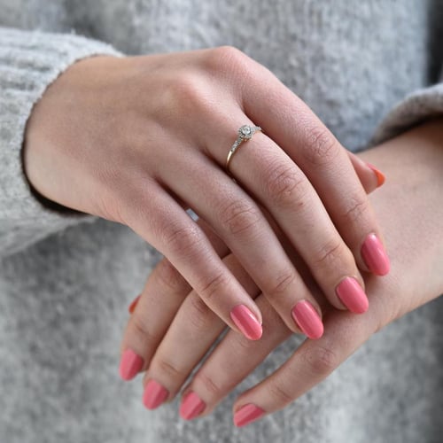 Zlatý halo prsten s lab-grown diamanty Mourise