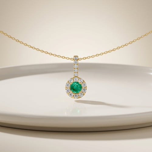 Elegantní stříbrný přívěsek se smaragdem a lab-grown diamanty Dakota