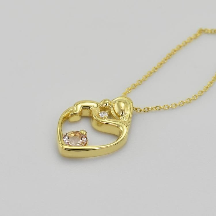 Zlatý přívěsek matka a dítě s morganitem 43666