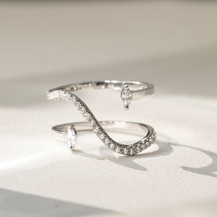 Atypický prsten s moissanity Lina 137322