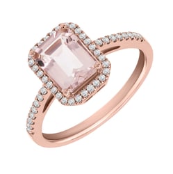 Zlatý zásnubní prsten s morganitem a diamanty Winki