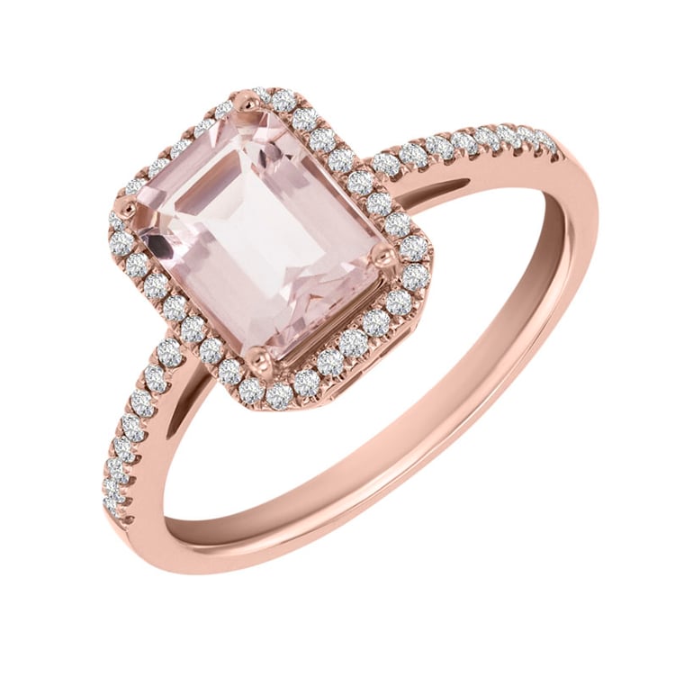 Zlatý zásnubní prsten s morganitem 30565