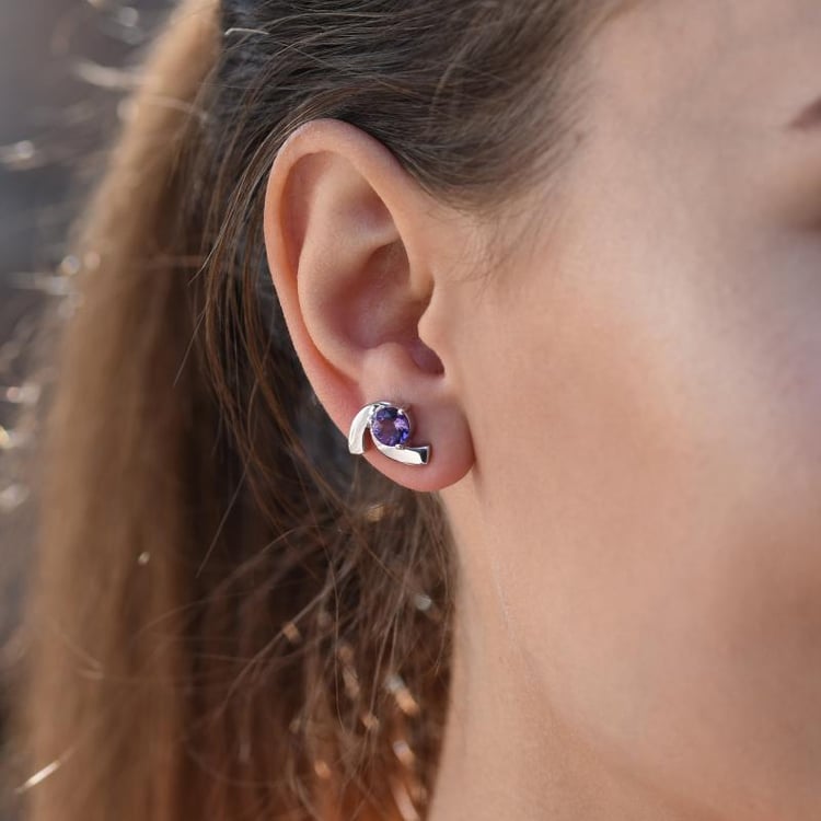 Stříbrné náušnice s ametysty 46998