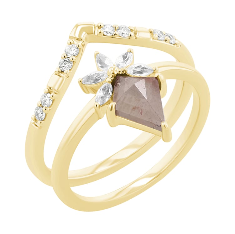 Set prstenů se salt and pepper diamantem, lab-grown diamanty a moissanity Leony 125887