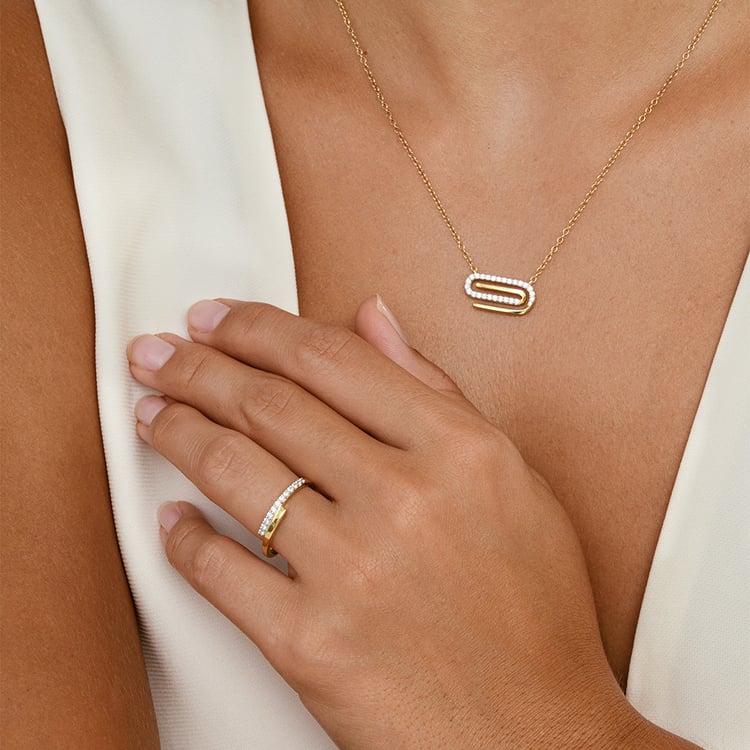 Zlatý náhrdelník s lab-grown diamanty Aly 163505