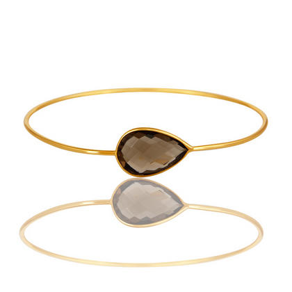 Elegantní stříbrný pozlacený náramek s kouřovým křišťálem Lizbeth