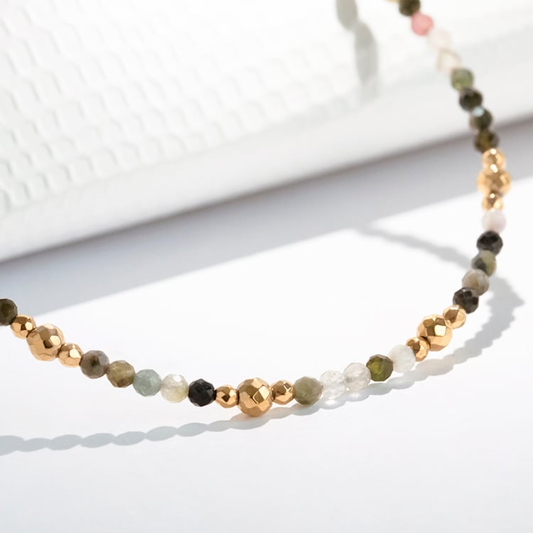 Stříbrný pozlacený náramek s turmalínovými korálky Aubry 115679