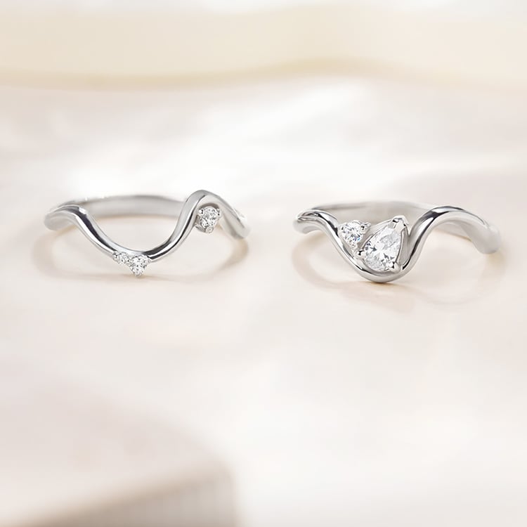 Romantický zásnubní set atypických prstýnků s lab-grown diamanty 156277