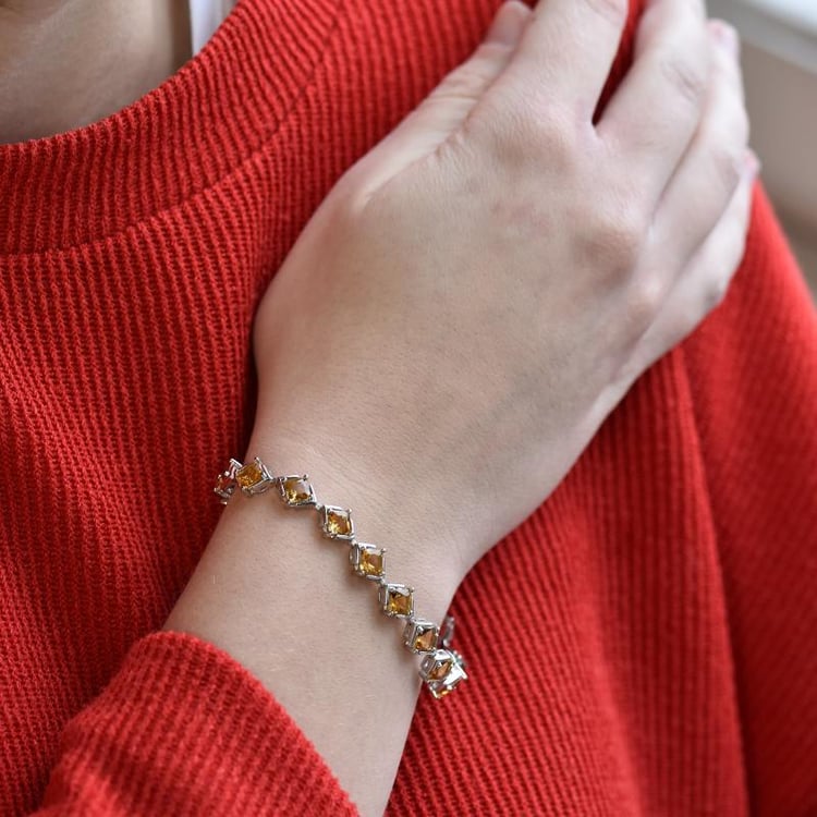 Princess citríny v elegantním stříbrném náramku 27119