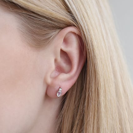 Zlaté cluster náušnice s měsíčními kameny a diamanty Herve