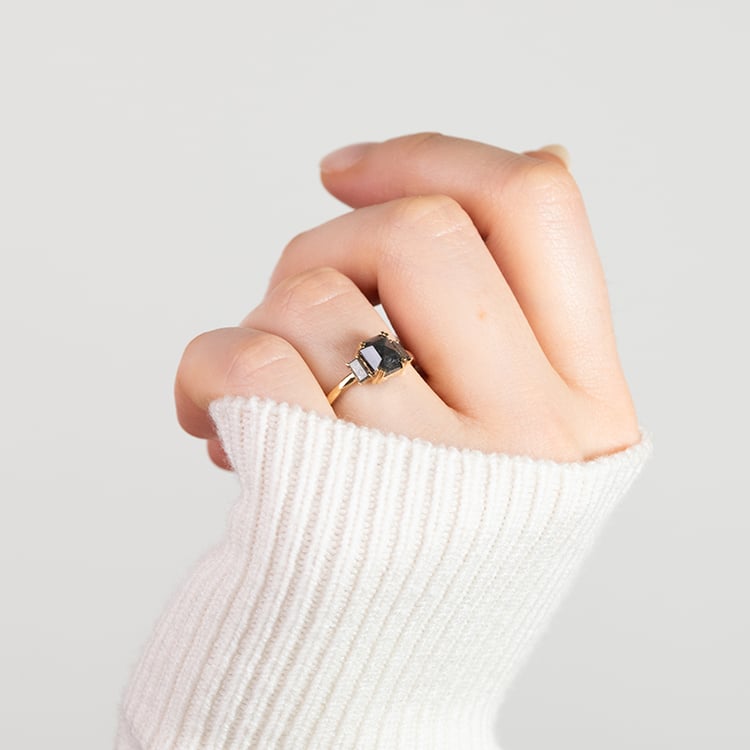 Zlatý prsten s asscher a baguette salt and pepper diamanty Veli 151954