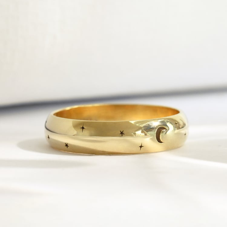 Snubní prsteny s gravírem hvězd a měsíce Furilla 118163