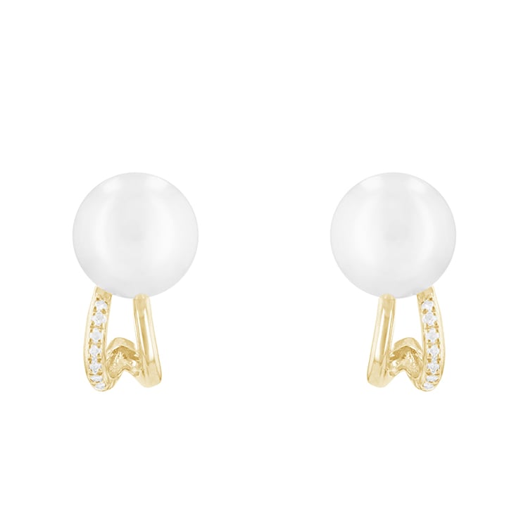 Atypické perlové náušnice s diamanty 