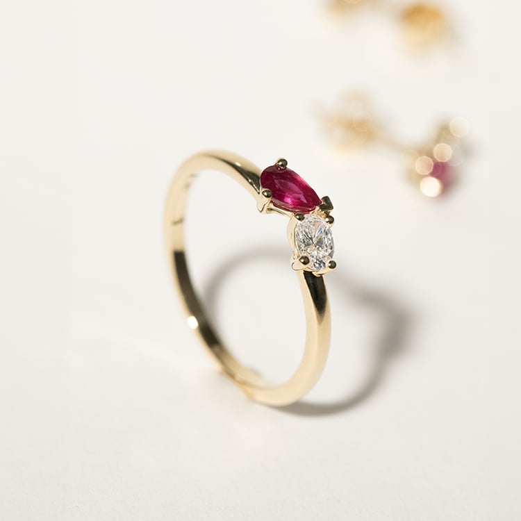 Prsten Toi et Moi s rubínem a lab-grown diamantem Caro 134770