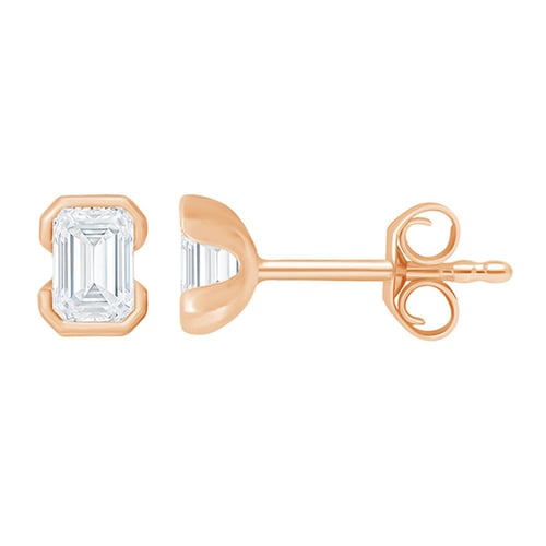 Minimalistické zlaté peckové náušnice s emerald lab-grown diamantem Agata