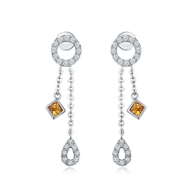 Zlaté náušnice se žlutými safíry a diamanty Kayla