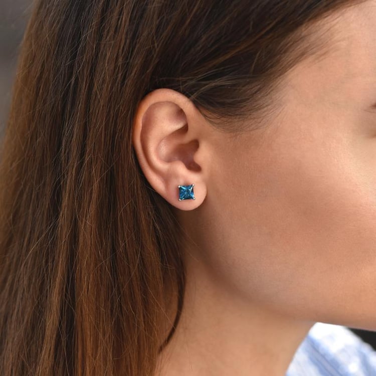 Zlaté náušnice s princess topazy Evanza 46082