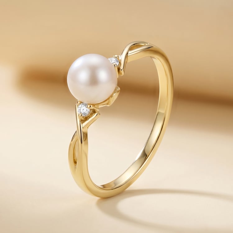 Zásnubní prsten s výběrem písmene a perlou a diamanty Azana 167505