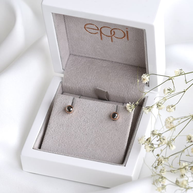 Bezel náušnice z růžového zlata s diamanty 78885