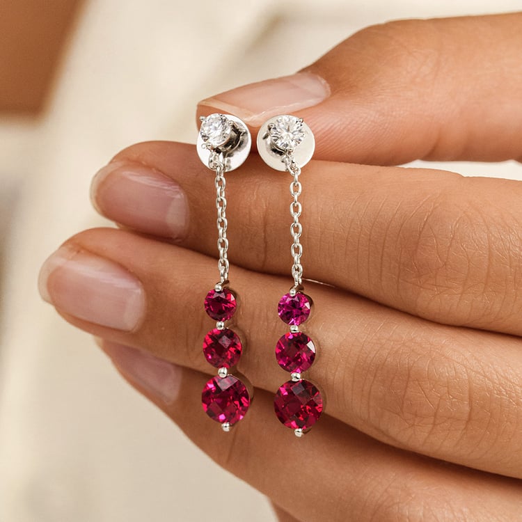 Stříbrné náušnice s rubíny Vasia 162685