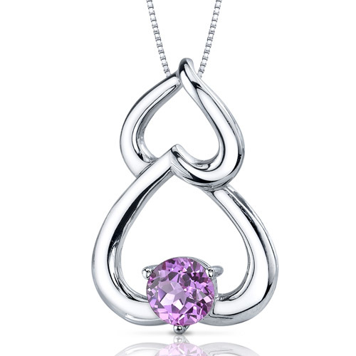 Stříbrný náhrdelník lásky s růžovým safírem Neaera