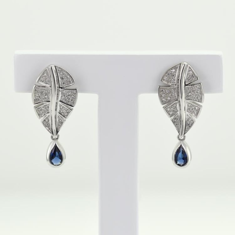 Náušnice se safíry a zirkony 50026