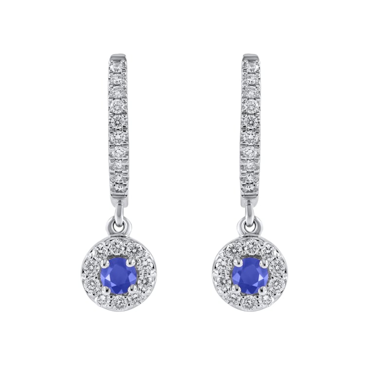 Půvabné stříbrné náušnice s modrými safíry a lab-grown diamanty Donna