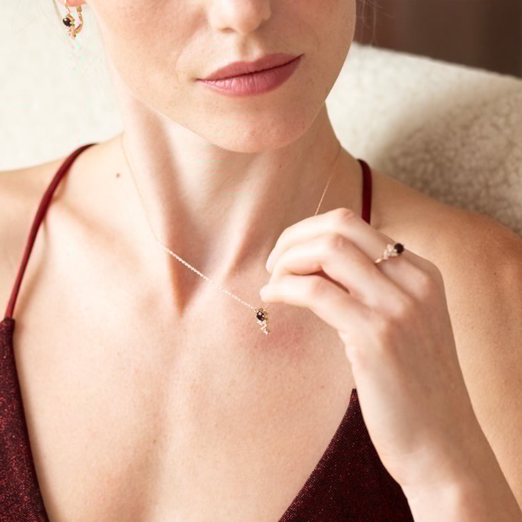 Cluster náušnice s českými granáty, morganity a moissanity Olga 146883