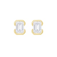 Minimalistické zlaté peckové náušnice s emerald lab-grown diamantem Agata