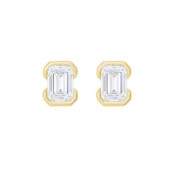 Minimalistické zlaté peckové náušnice s emerald lab-grown diamantem Agata