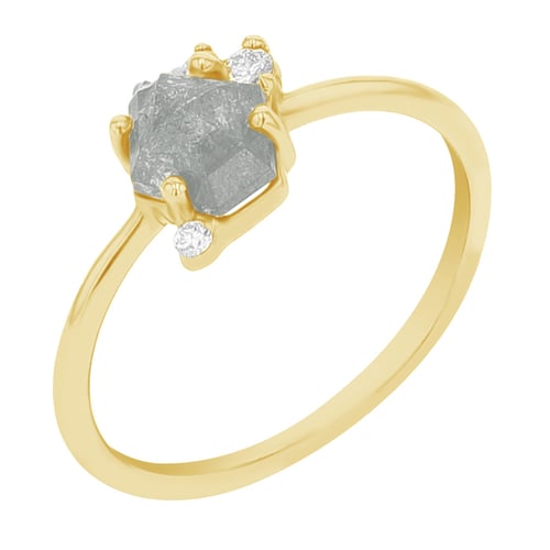 Prsten se salt and pepper diamantem a lab-grown diamanty Kendra