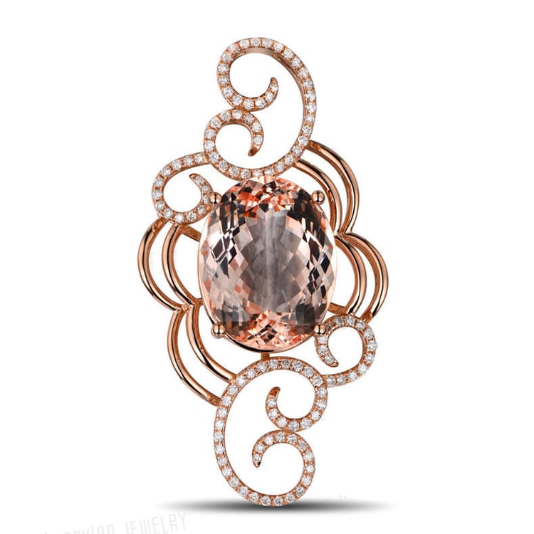 Zlatý vintage náhrdelník s morganitem a diamanty