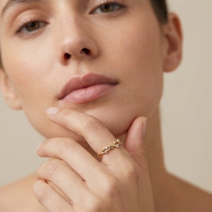 Rozvodový zlatý prsten ve tvaru větviček Merle