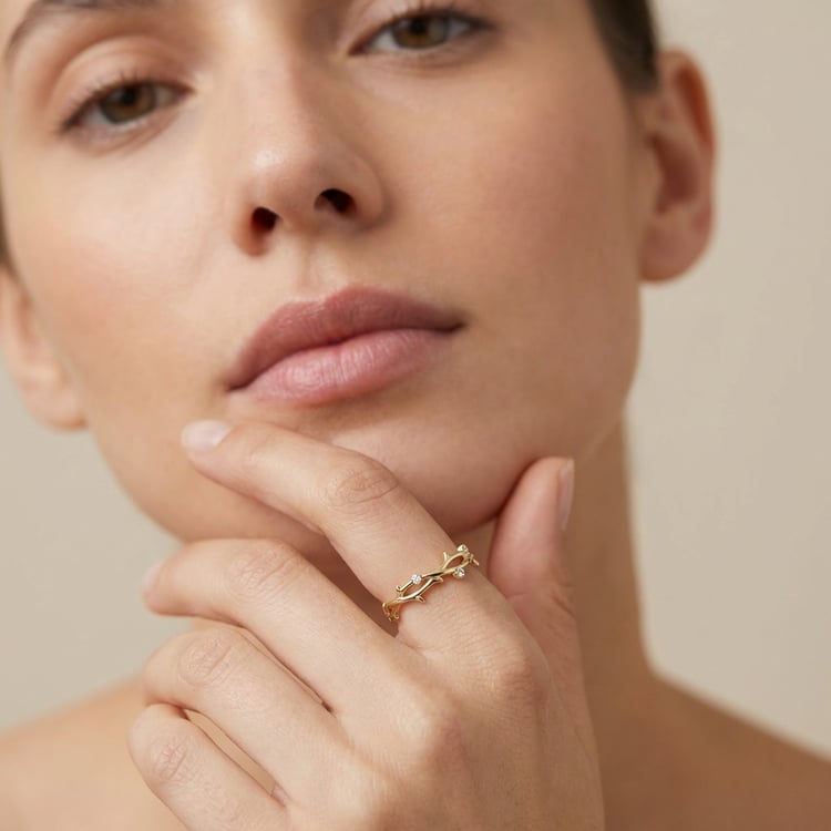 Rozvodový zlatý prsten ve tvaru větviček Merle 166473