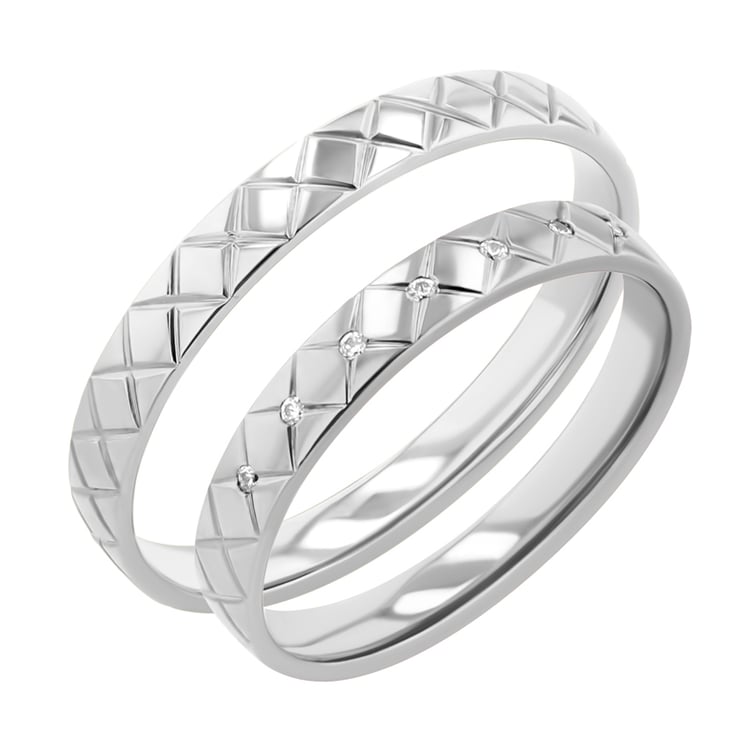 Atypické zlaté snubní prsteny s diamanty Myron 117357