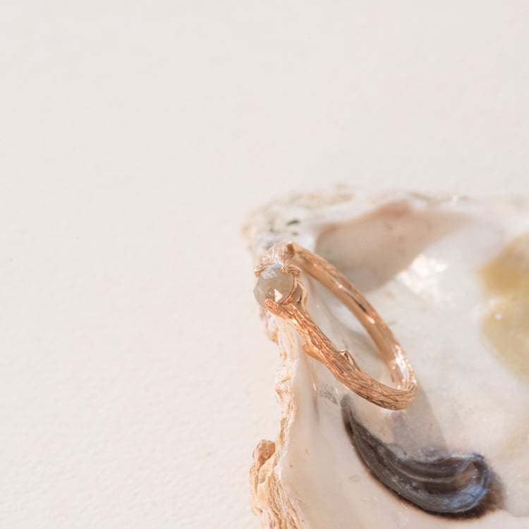 Větvičkový prsten se salt and pepper diamantem Lilia 100955